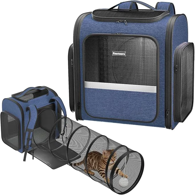 Trusted Cat Carrier Backpack with Detachable Play Tunnel 2 in 1 Cat Tunnel Backpack Pure