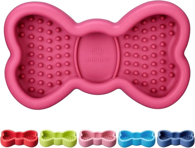 Elite Lick Mat for Dogs Animire Anti-Spilled Bow Tie Lick Bowls for Anxiety Relief Silicone Slow Feeder Licking Pad with Suction Cups zeable Dog Enrichment Toy for Boredom and Distraction Rose L About ThisOverview Innovative