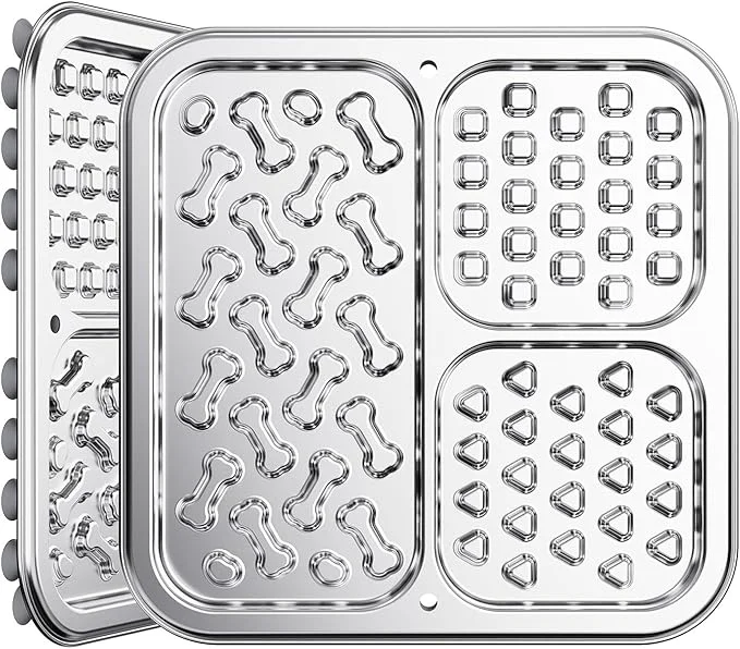 Official Stainless Steel Lick Mat for Dogs and Cats Chew Proof Slow Feeder with Suction Cups and Crate Mount Three Textured Zones for Calm Feeding and Daily Use 2Pack About ThisOverview Fine Crafted