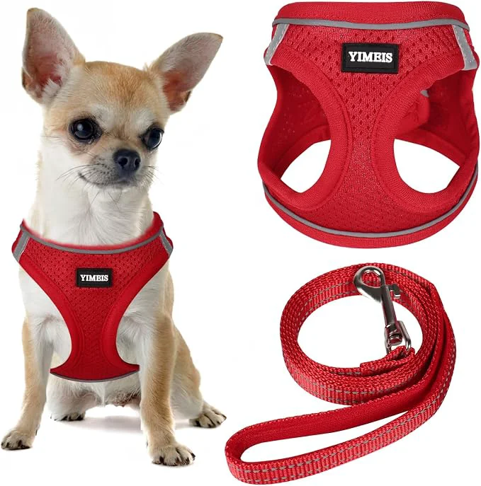 Sustainable YIMEIS Dog Harness and Leash Set No Pull Soft Mesh Pet Harness Reflective Breathable