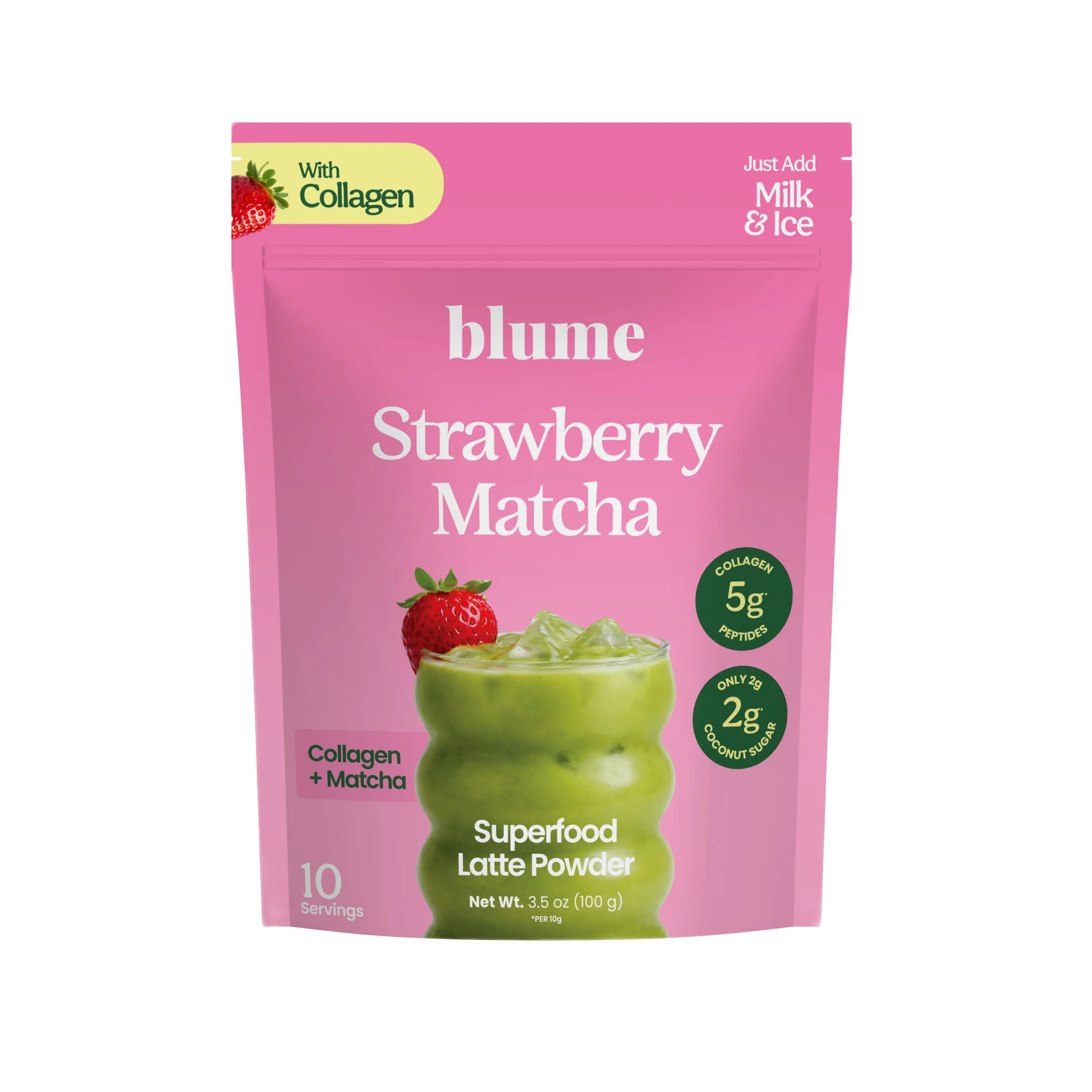 Casual blume Strawberry Matcha Superfood Latte Powder with Collagen Sustainable