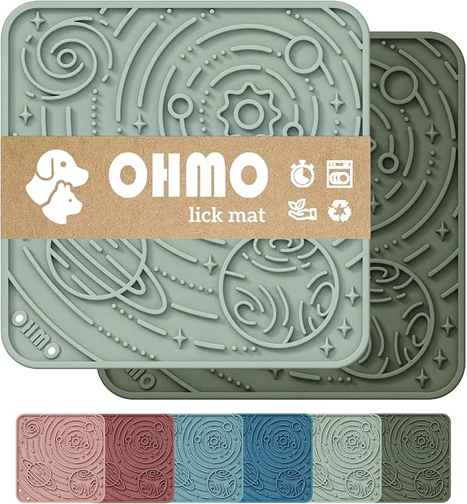 Trendy OHMO Lick Mat for Dogs and Cats Small Camo Light Green 2pcs Enrichm Artisan