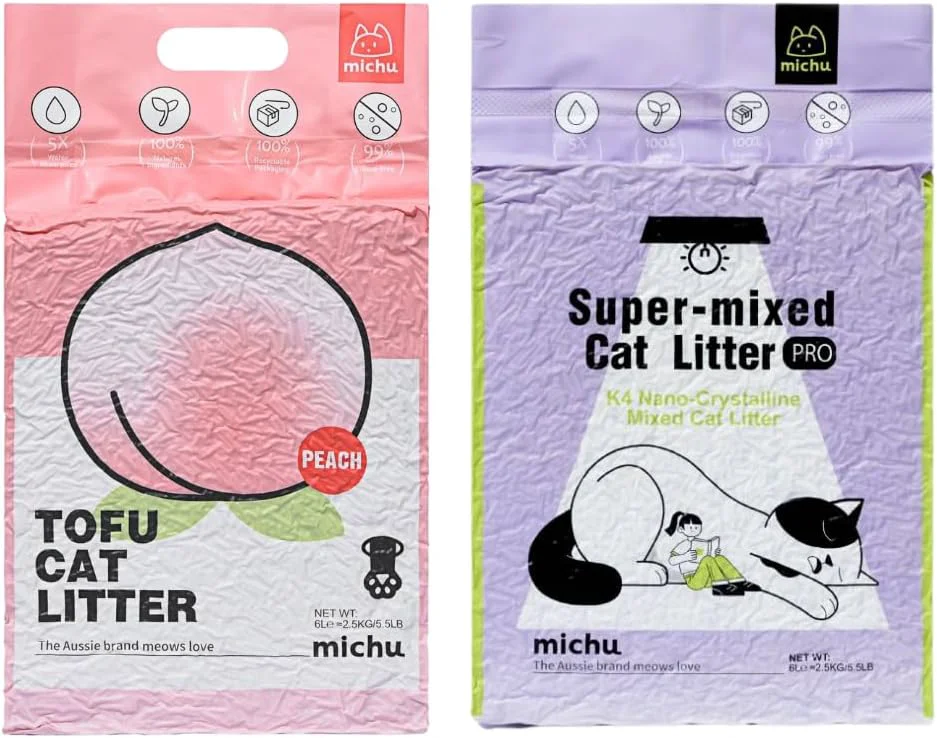 Proven Tofu Cat Litter Natural Clumping Tofu Cat Litter 5.5lb 88oz 5 Scents Peach Mixed 2 Pack Clean