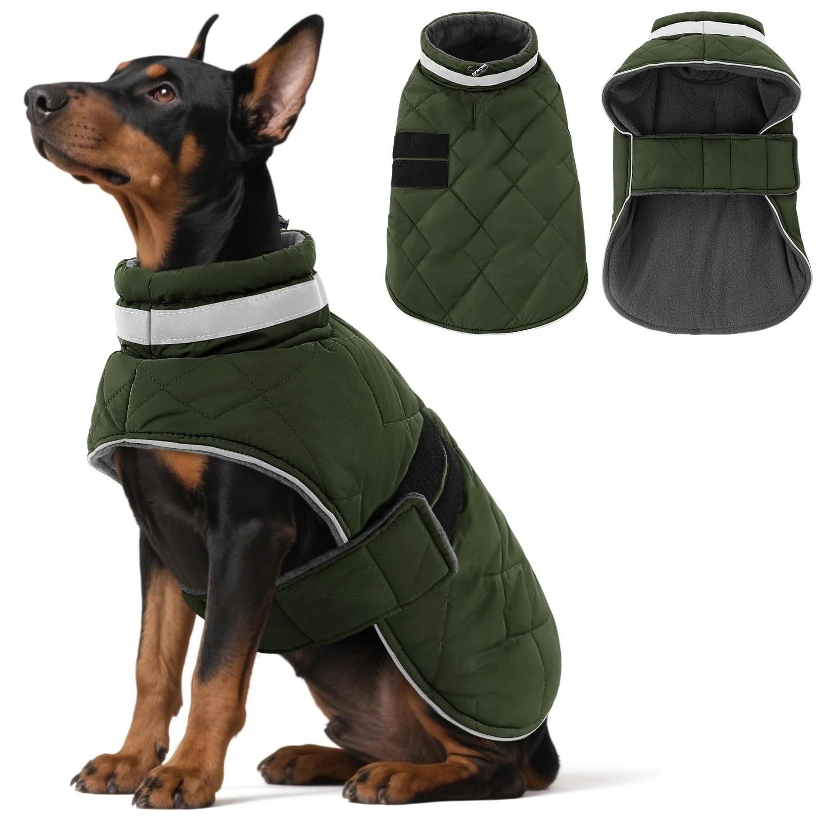 Lightweight KAMA BRIDAL Dog Winter Coat Warm Padded Jacket Windproof Water-Resistant Green XL Trusted