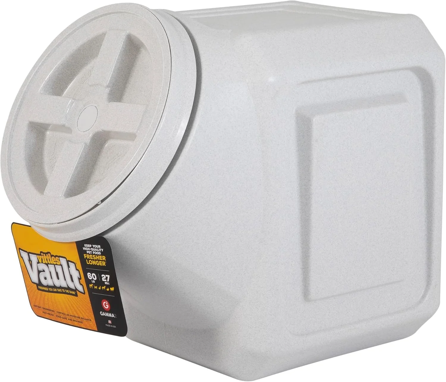 Clean Gamma2 Vittles Vault Stackable Dog Food Storage Container with Sealing Lid Up to 60 lbs Dry Pet Food Storage Container USA-Made – 14.5 L x 19 H First-Class
