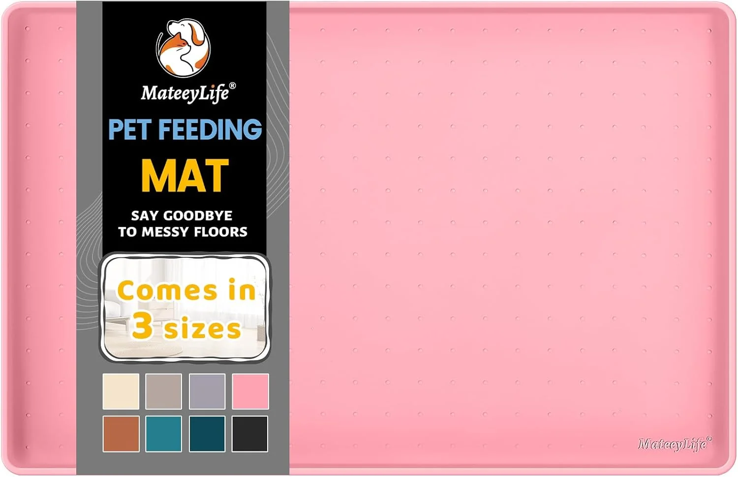 Green MateeyLife Silicone Cat Dog Food Mat for Floors Waterproof Anti-Slip Dog Bowl Mats for Food and Water Pet Feeding Mats with Lip to Prevent Spills Pet Placemat for Messy Drinkers to Protect Floors Healthy