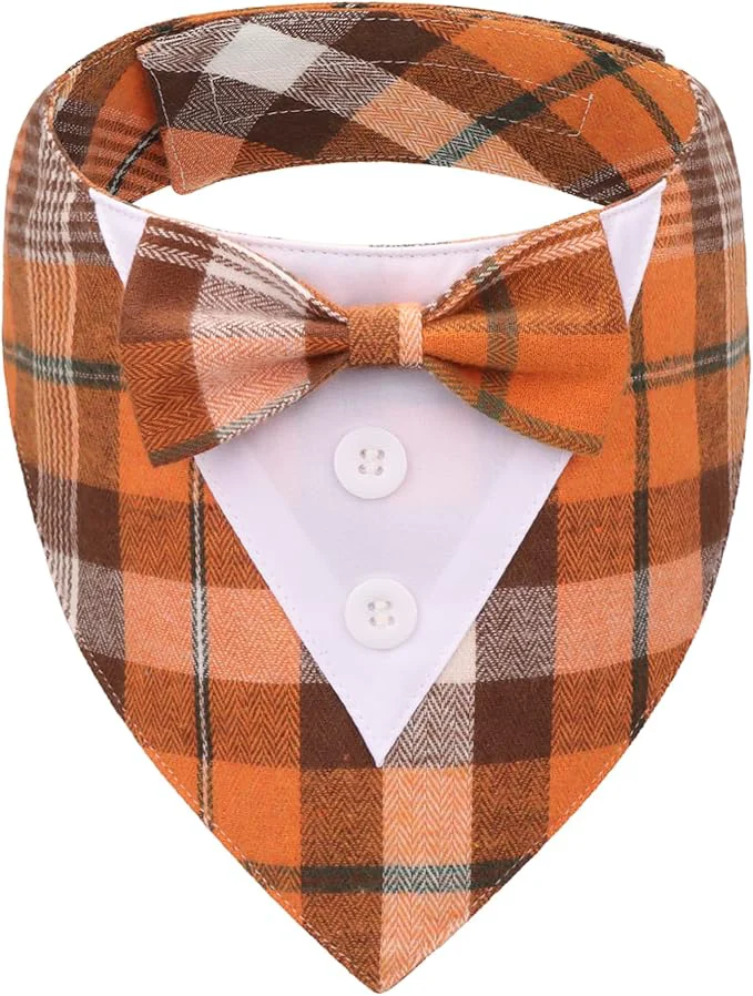 Easy-to-Use ADOGGYGO Fall Dog Tuxedo Bandana Adjustable Halloween Thanksgiving Formal Clean