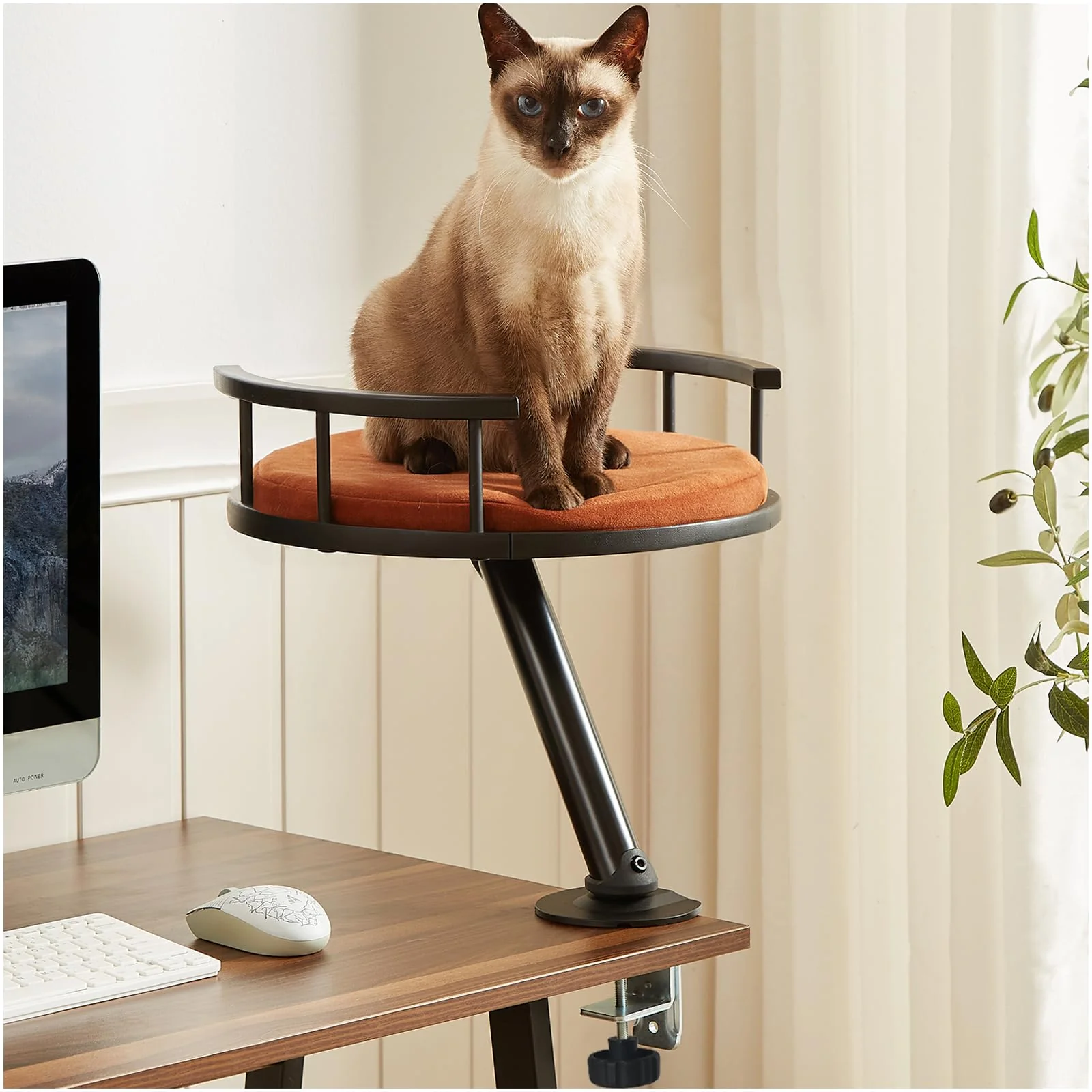 Casual JuoPool Cat Desk Bed – Desktop Attachment Cat Perch for Home Office Spinnable d Nest Expertly Made