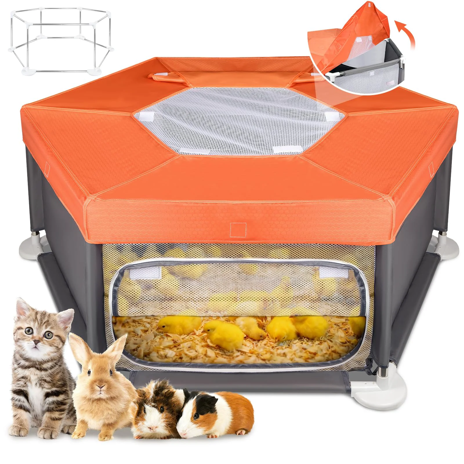 Consistent Paw Libero 45x45in Sturdy Stainless Playpen Brooder Box with Removable Roof Genuine