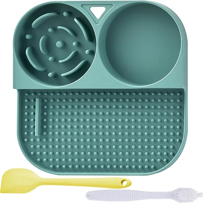 Natural Slow Feeder Snack Bowl Lick Mat for Dogs Cats – Non-Slip Food-Grade Silicone Treat Bowl Combo for Small Breeds – for Treats Snacks Portion Control Includes Scraper BrushAbout ThisOverview Healthy