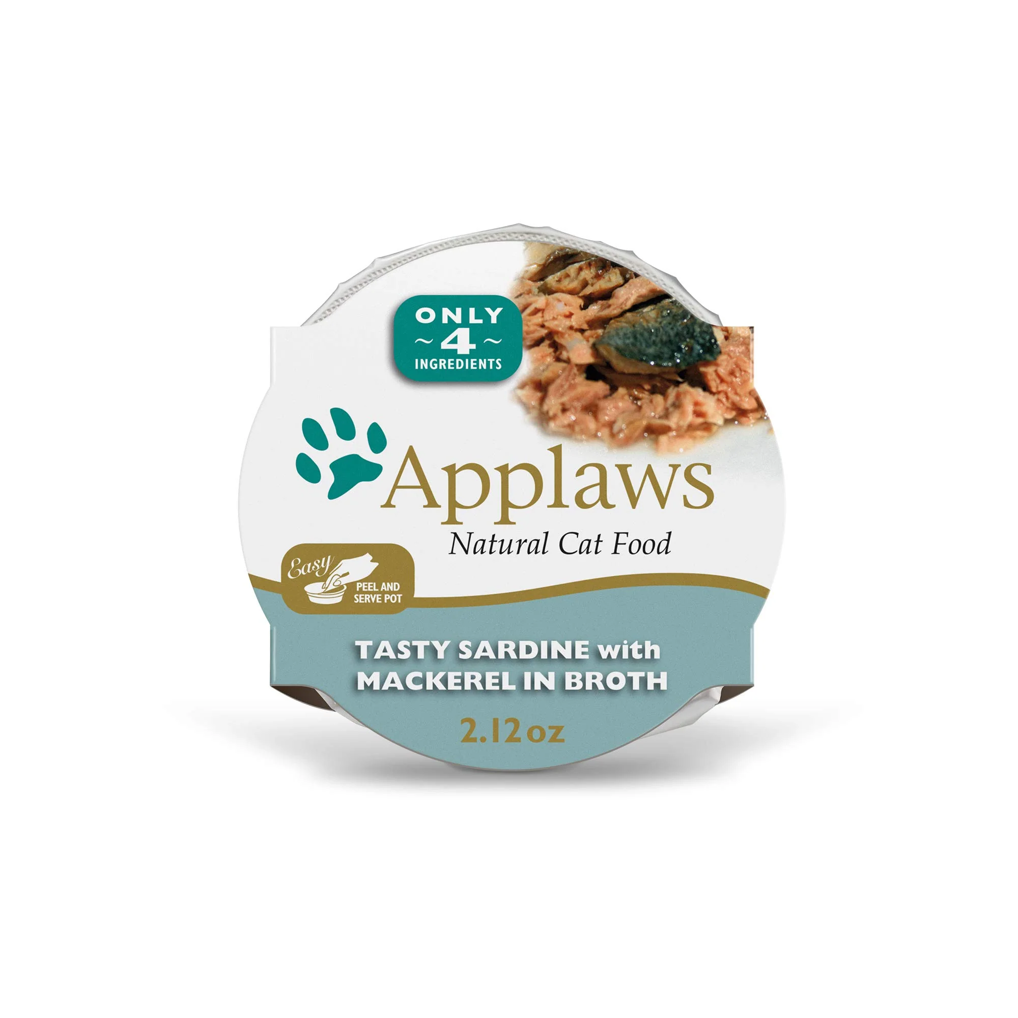 Reusable Applaws Natural Wet Cat Food – Sardine with Mackerel in Broth 18 Pots 2.12oz Limited Ingredient Detailed