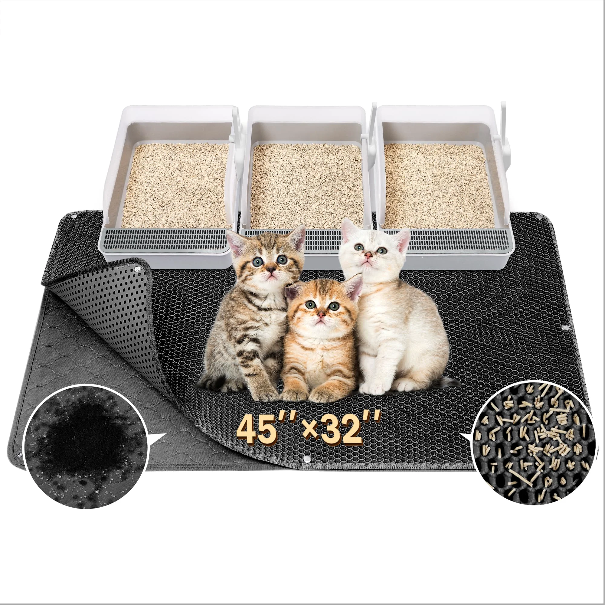 Versatile BurgeonNest 45×32 Extra Large Cat Litter Mat – Honeycomb Double-Layer Waterproof Easy-Clean Minimalist