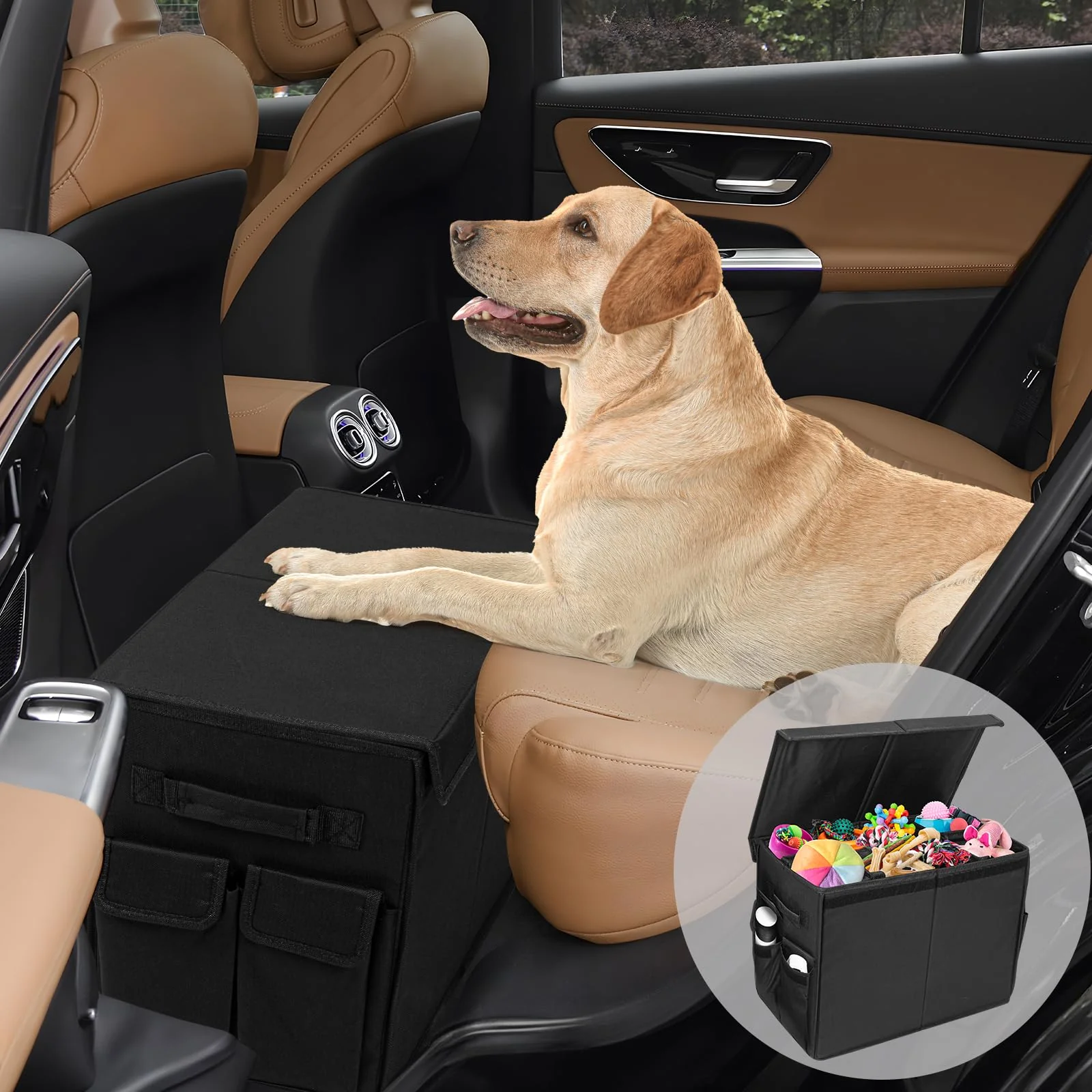 Environmentally Friendly EAROND Dog Seat Extender – Collapsible Back Seat with Storage Pockets for Large Medium and Small Dogs Up to 200 lbs Clean