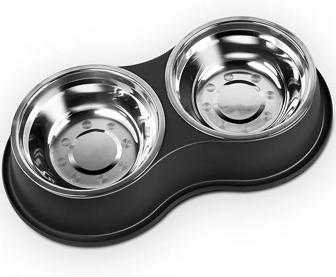 Comfortable Dog Bowls Large Double Dog Water and Food Bowls Stainless Steel Bowls with Non-Slip Resin Station Pet Feeder Bowls Food Dish for Small Medium Large Dogs CatsAbout ThisOverview Contemporary