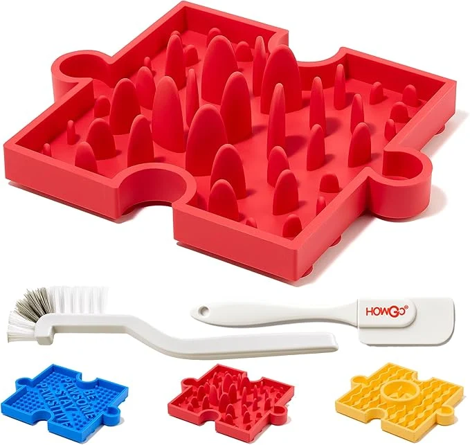 Pure HowGo Puzzle Slow Feeder Lick Mat for Dogs 38 Suction Cups Non-Slip Heavy Duty Maze Enrichment Bowl BPA- Silicone Reduce Boredom Anxiety Combination 1PC Red About ThisOverview Top-Quality