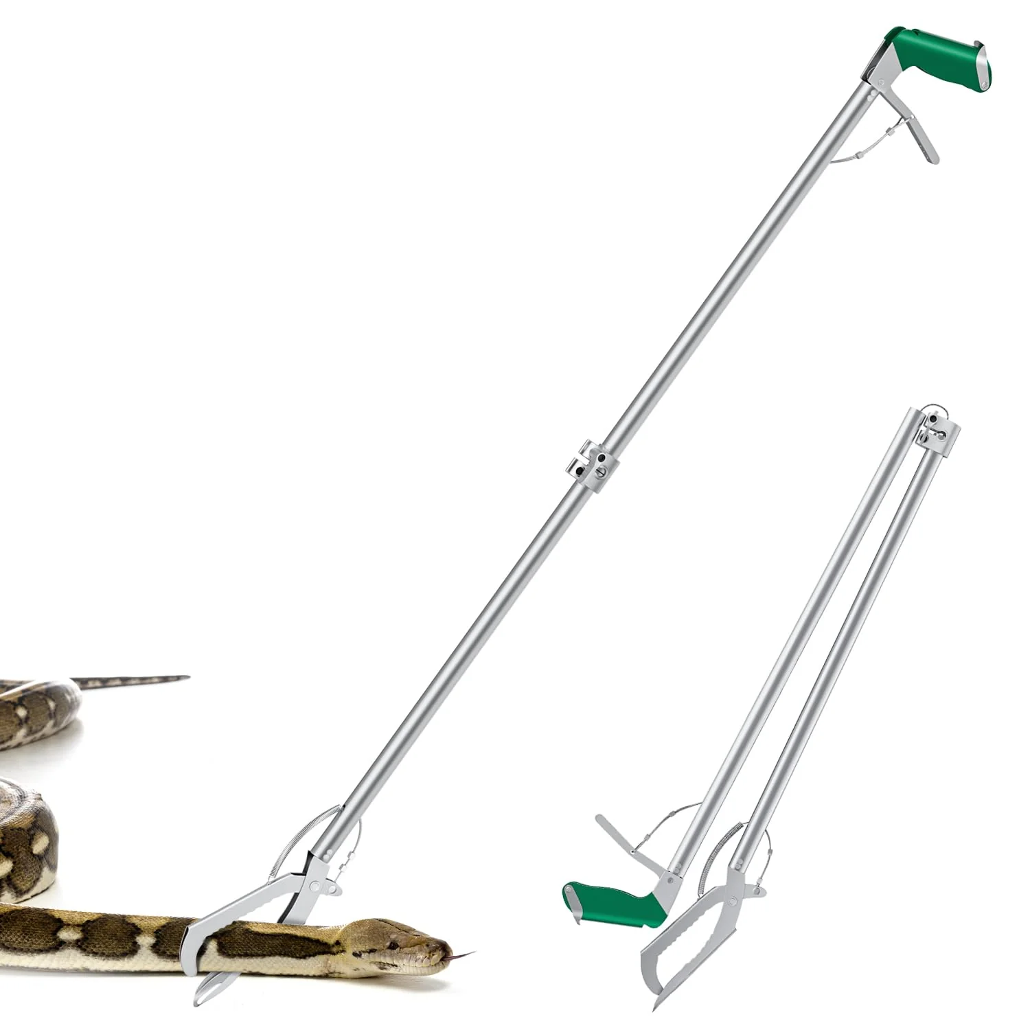 Expertly Made GYORGKSHI 78-inch Snake Tongs Collapsible Grabber – Stainless Steel Reptile Catcher with Wide Jaw Comfortable