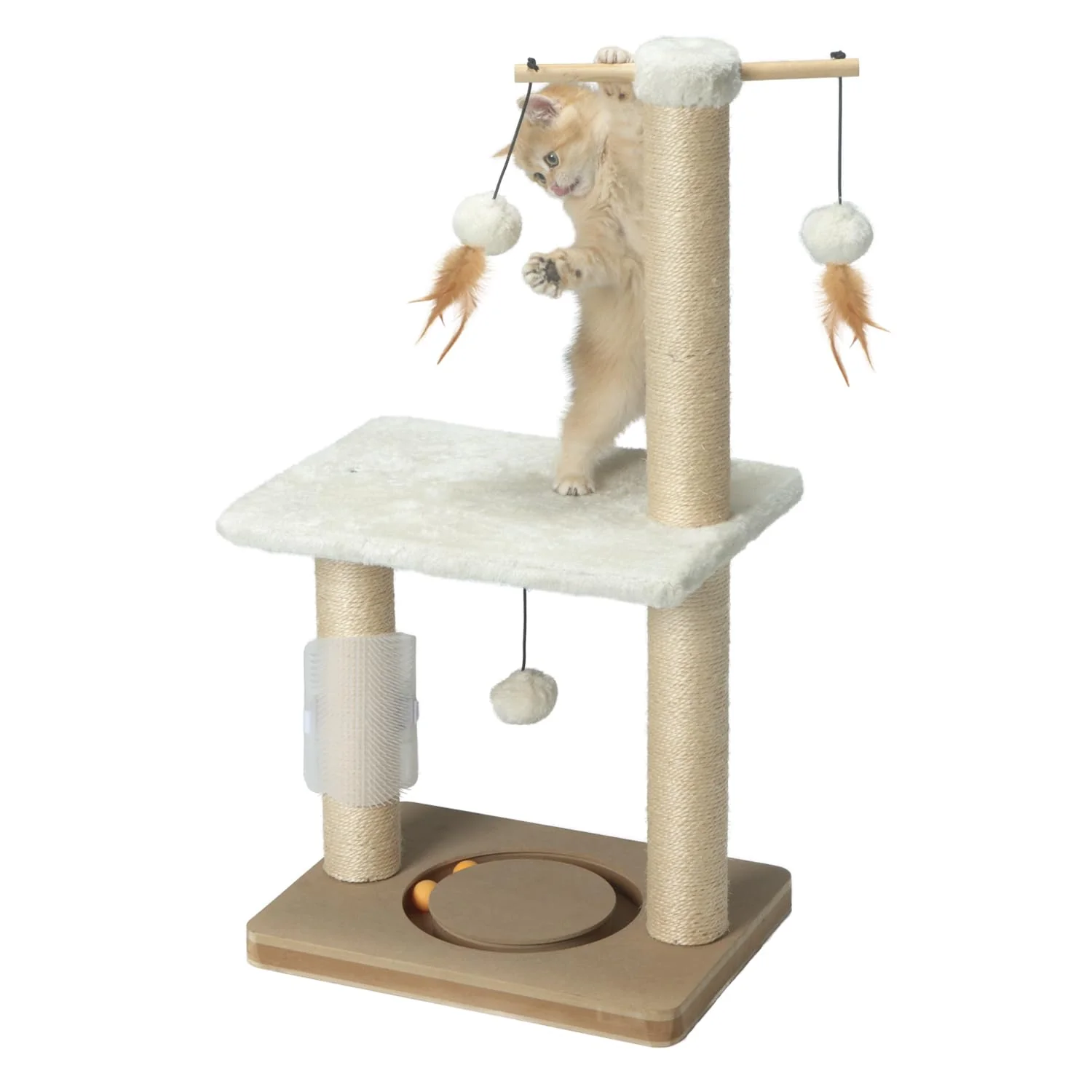 Versatile PEEKAB Cat Scratching Post – 31in Tall Sisal Vertical Scratcher with Perch Toys Safe