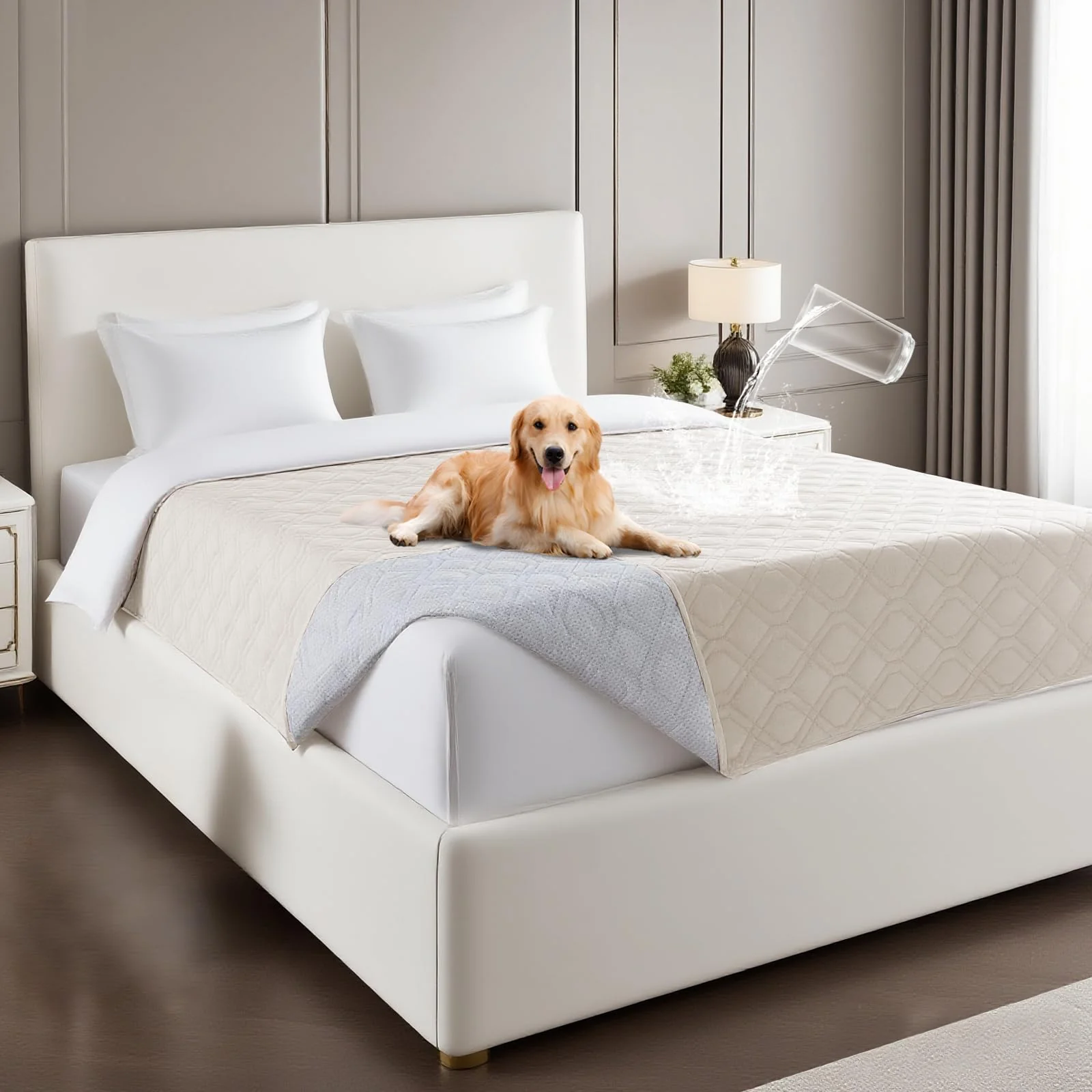 Solid PrinceDeco Waterproof Dog Bed Cover with Non-Slip Backing – 52×82 in French Oak Reliable