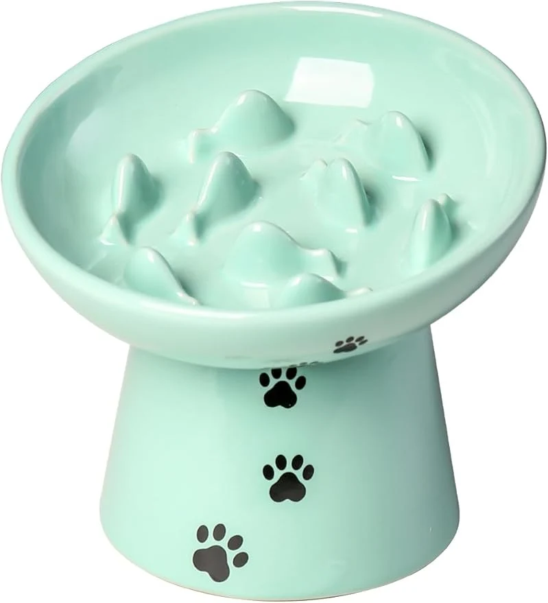 Durable Y YHY Slow Feeder Cat Bowl Ceramic Cat Slow Feeder Bowl 6 Inches d Anti Vomiting for Dry and Wet Food GreenAbout ThisOverview Stylish