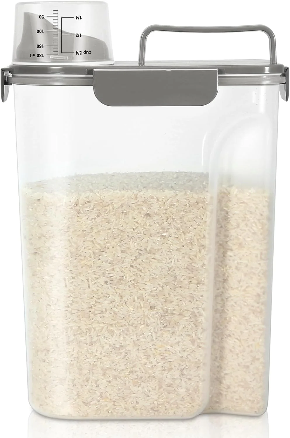 Soft TBMax Airtight Rice Container 10 Lbs Ce Dispenser Pet Cat Dog Food Storage Container Plastic Kitchen Pantry Food Storage Holder with Cup -Dark Grey Crafted