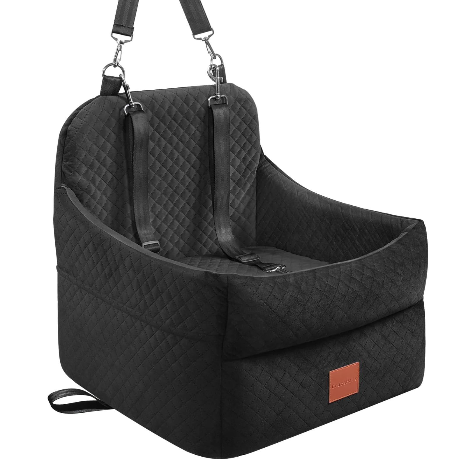 Top-Quality GracePals Dog Car Seat for Small Medium Dogs Up to 35 lbs – Memory Foam Booster with Washable Cover Black Medium Sophisticated