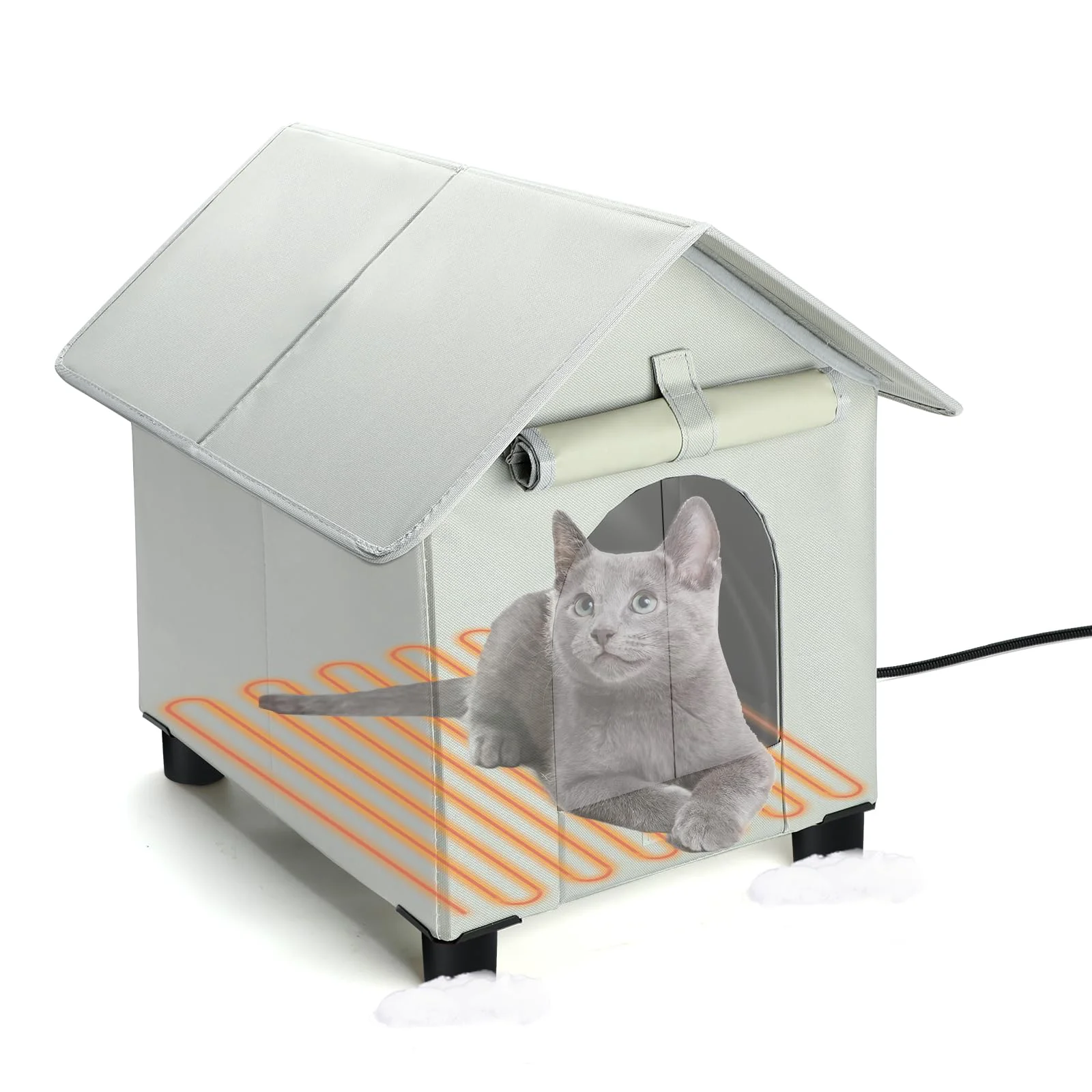 Relaxed BWOGUE d Heated Cat House – Outdoor Winter Shelter Grey S Top-Quality