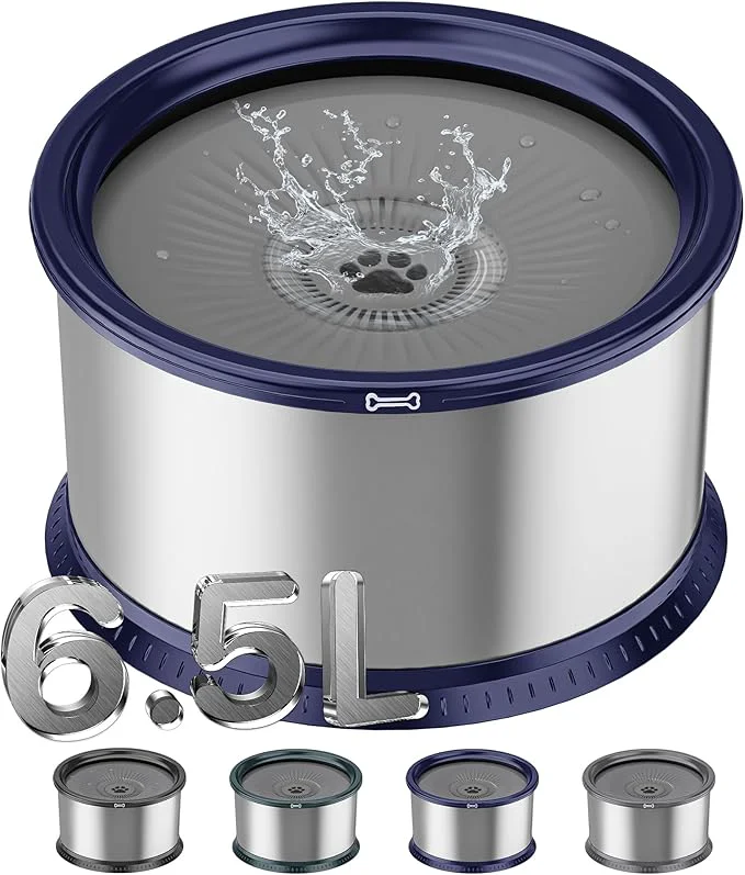 Long-Lasting 1.6 Gallon Dog Water Bowl 6.5L 220oz Stainless Steel No Spill Water Bowls for Large Dogs Super Large Capacity Splash Proof Pet Slow Drinking Water Bowl with Anti-Slip Mat for Mess DrinkersAbout ThisOverview Refined