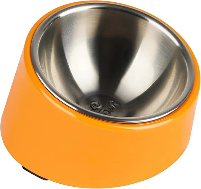 Efficient SuperDesign Mess 15° Slanted Bowl for Dogs and Cats Tilted Angle Bulldog Bowl Dog Feeder Non-Skid Non-Spill Easier to Reach Food M 1 Cup Bright OrangeAbout ThisOverview Sophisticated