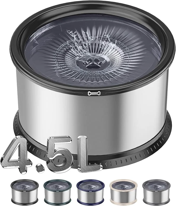Convenient 4.5L 1.2Gal Dog Water Bowl No Spill Stainless Steel Slow Water Bowl for Medium Large Dogs Large Capacity Splash Proof Slow Drinking Water Bowls with Anti-Slip Mat for Mess DrinkersAbout ThisOverview Stylish