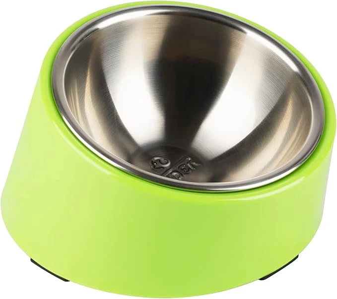 Trendy SuperDesign Mess 15° Slanted Bowl for Dogs and Cats Tilted Angle Bulldog Bowl Dog Feeder Non-Skid Non-Spill Easier to Reach Food M 1 Cup GreenAbout ThisOverview Verified