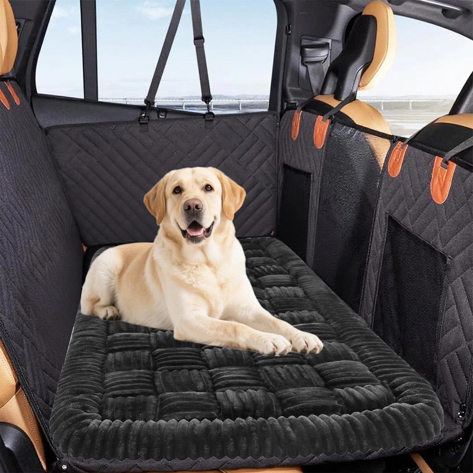 Convenient QPK Dog Car Bed Mat for Backseat Extender – Non-Slip Washable Travel Bed 51 x23.6 Sophisticated