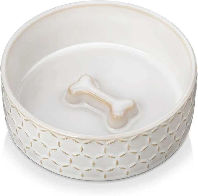 Trendy MALACASA Ceramic Dog Food Bowl 1.5 Cups or 14oz Dog Food Water Dish for Small Breeds Cats Pet Bowl Dishwasher Microwave Safe Honeycomb Series LydiaAbout ThisOverview Enhanced
