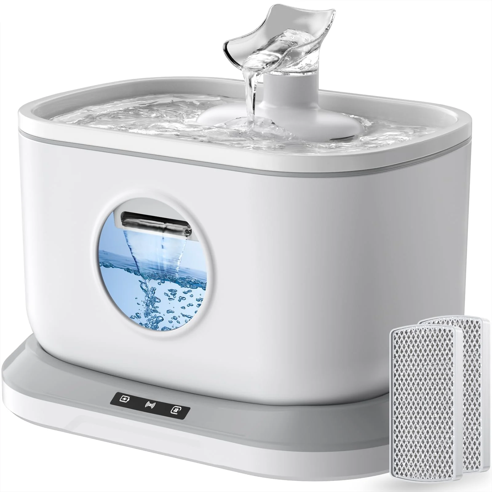High-Performance Petlipo Cat Water Fountain Wireless Battery-Operated 2.6L with Motion Sensor Soft