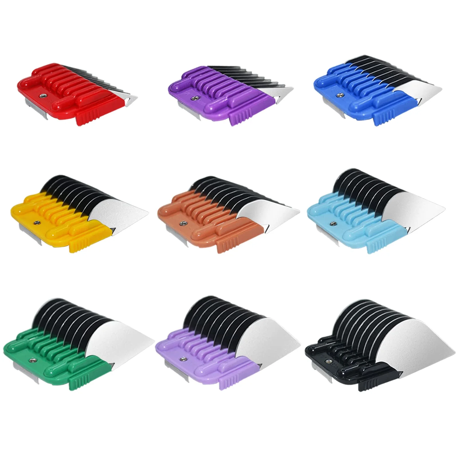 Certified DODAER Professional Animal Attachment Set Stainless Steel 9-Color Guide Combs for A5 Clippers High-Quality