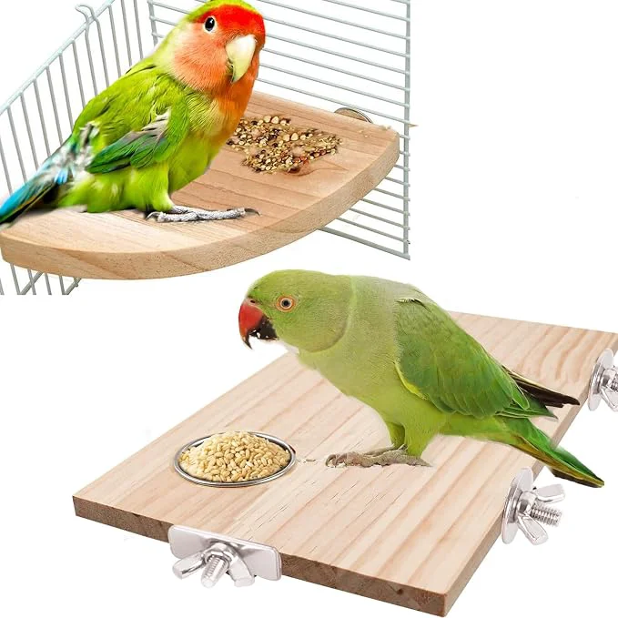 Functional Bird Perch Platform Stand Wood Perch Bird Platform Parrot Stand Playground Original Design