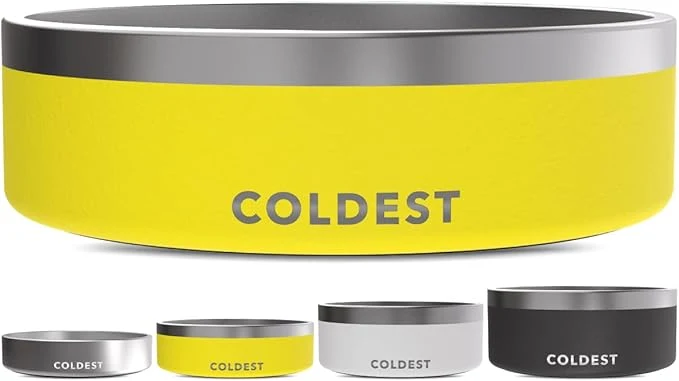 Unique Coldest Dog Bowl – Anti Rust Metal Non Slip 3 Layers Insulated Stainless Steel Dog Bowls – Spill Proof Heavy Duty – Water Bowl for Dogs Cats Pets Dish Washer Safe 42 oz Solar Yellow About ThisOverview Exclusive
