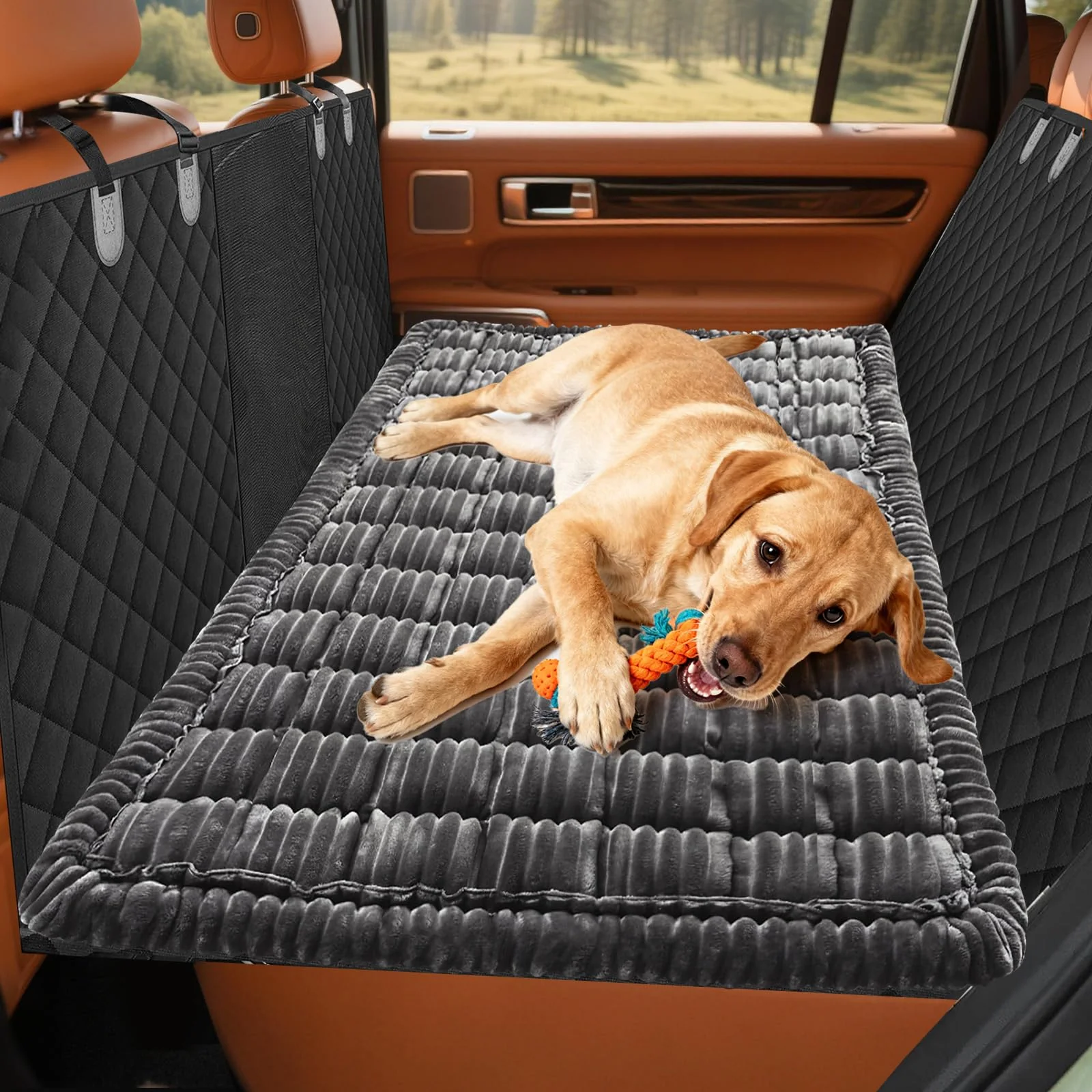 Quality Abdtech Backseat Dog Bed Mat – 27.6 x 52 in Non-Slip Car Pet Blanket Grey Minimalist