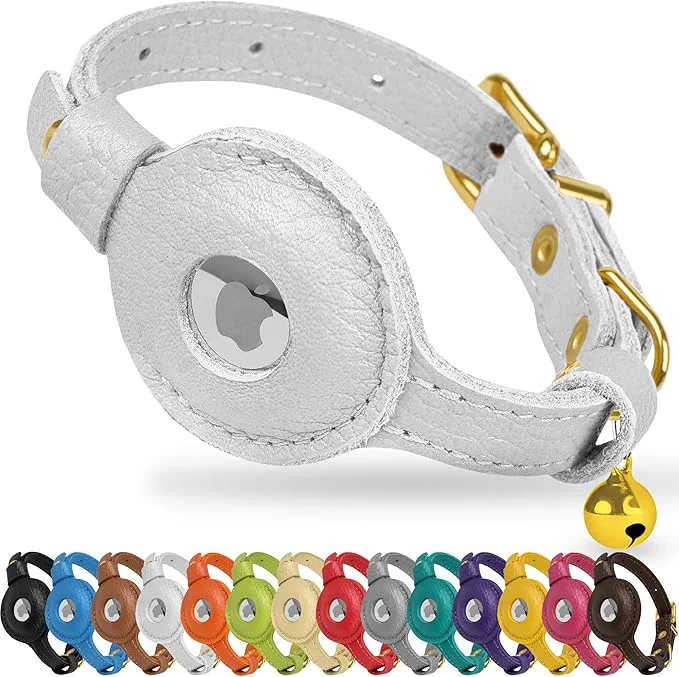 Fine OOPSDOGGY Leather AirTag Cat Collar Professional