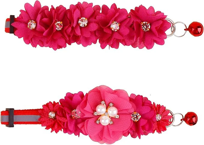 Traditional 2 Pack Cat Collar Pink Floral Long-Lasting
