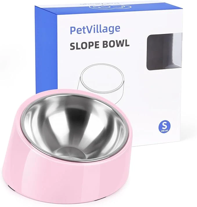 Enhanced Tilted Dog Bowl Non-Slip Non-Spill Pet Feeder with d Detachable Melamine Stand Easy to Get Food Dog Dish S 100ml PinkAbout ThisOverview Flexible