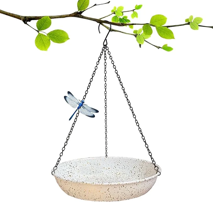 Detailed Hanging Metal White Birdbath Recyclable