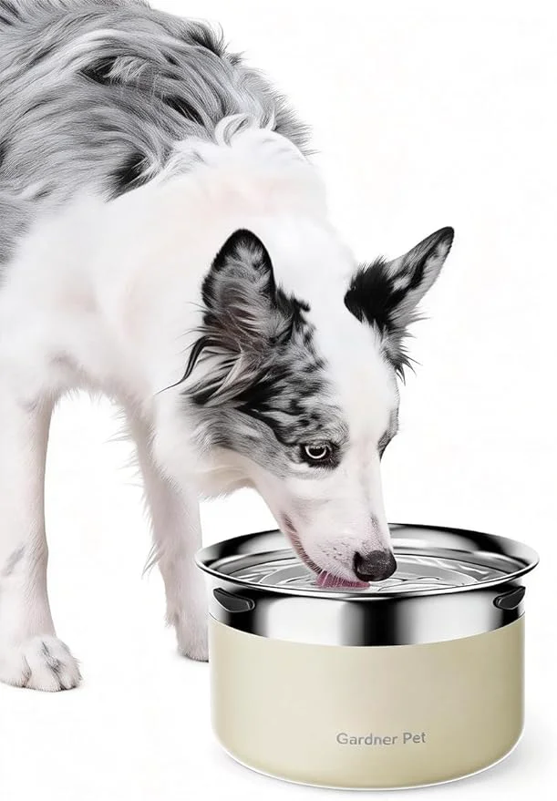 Trendy Gardner Pet Dog Bowls 1 Gallon 3.85L Stainless Steel No Spill Water Bowl Slow Water Feeder Metal Dog Bowls Spill Proof Water Dispenser for Large Dogs Promotes Healthy Hydration White About ThisOverview Verified