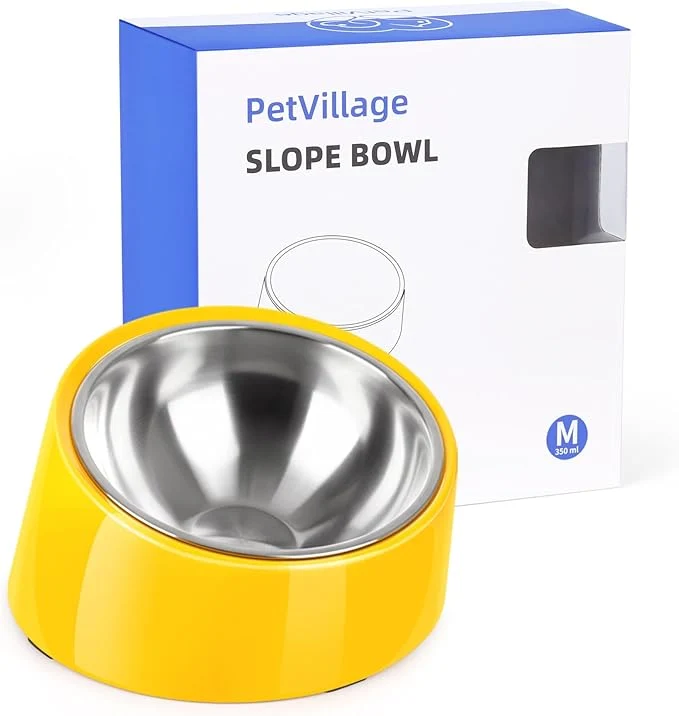 Innovative Tilted Dog Bowl Non-Slip Non-Spill Pet Feeder with d Detachable Melamine Stand Easy to Get Food Dog Dish M 180ml YellowAbout ThisOverview Official