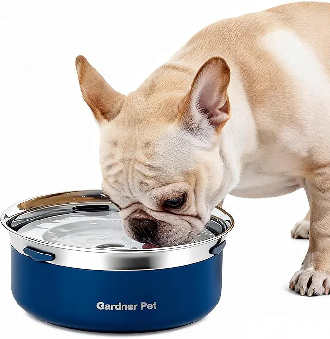 Superior Gardner Pet Slow Water Bowl for Dogs 2L 68oz Spill-Proof Pet Water Bowl with Floating Disk Filter Screen Stainless Steel No-Spill Water Dispenser for Medium Large PetsAbout ThisOverview Effective