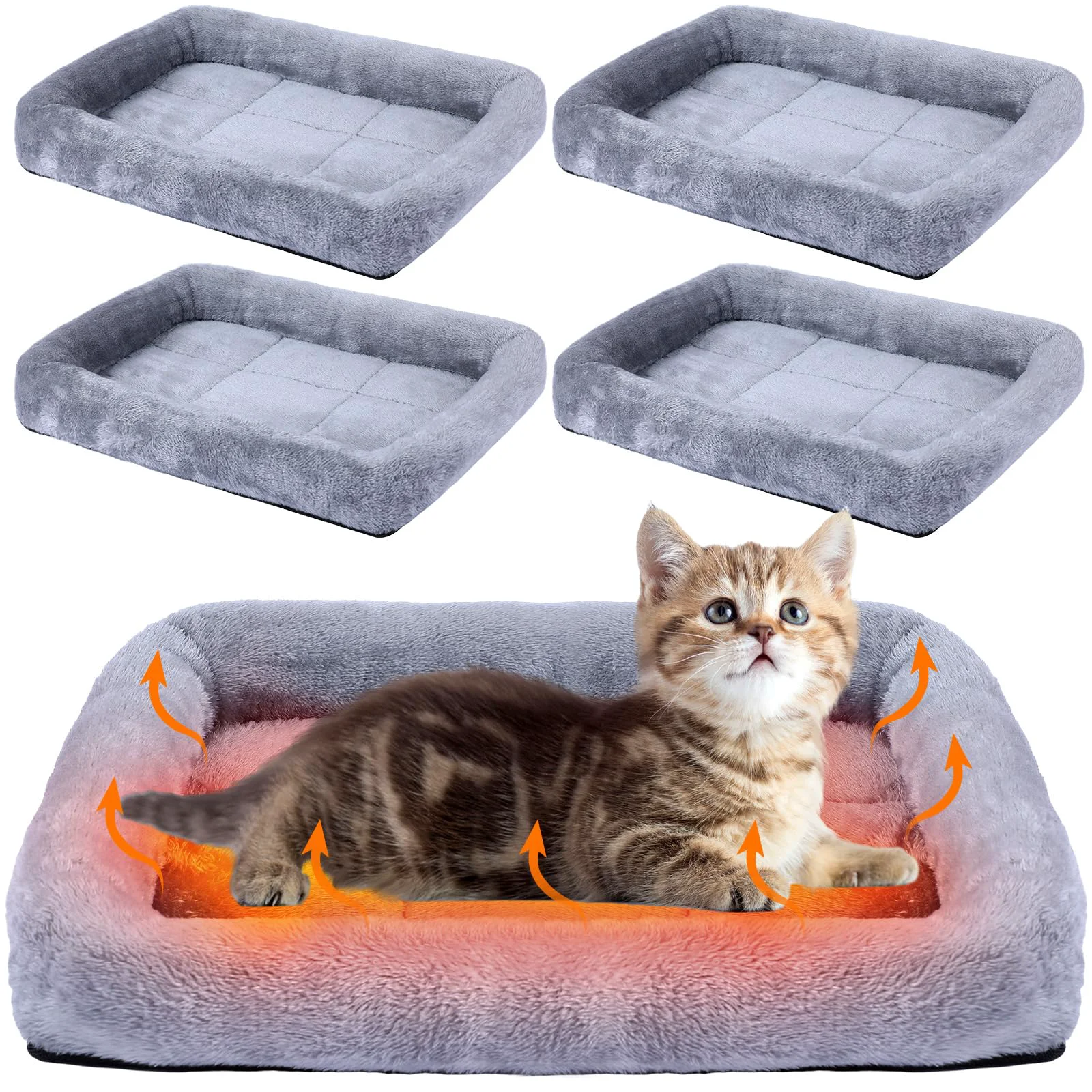 Premium Sintuff 4 Pack Self-Warming Cat Bed – 15.7 x 11.8 in Heated Crate Mats for Indoor Pets Reusable