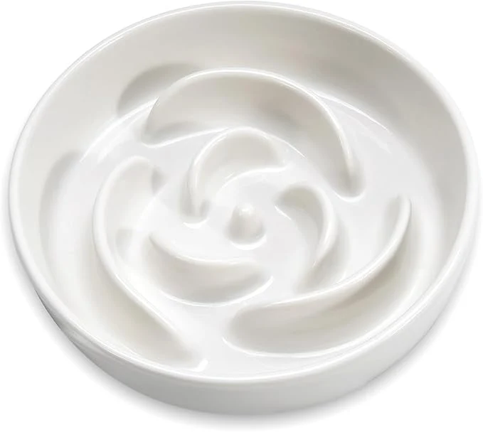 Exclusive Slow Feeder Dog Bowls 7.6inch Ceramic Dog Bowls Fun Slow Eater Bowl for Small Medium Breed Maze Puppy Slow Feeder for Fast Eaters to Control Eating WhiteAbout ThisOverview Casual