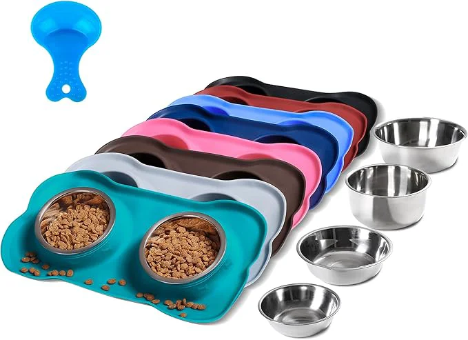 Environmentally Friendly Hubulk Pet Dog Bowls 2 Stainless Steel Dog Bowl with No Spill Non-Skid Silicone Mat Pet Food Scoop Water and Food Feeder Bowls for Feeding Small Medium Large Dogs Cats Puppies Large Green About ThisOverview Carefully Designed