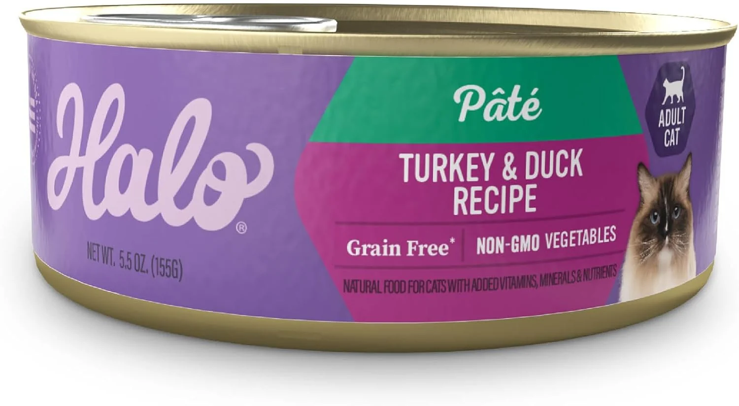 Green Halo Wet Cat Food Turkey Duck Recipe Grain Wet Cat Pate Canned Cat Food for Extra Hydration 5.5 Oz Can Pack of 12 Modern