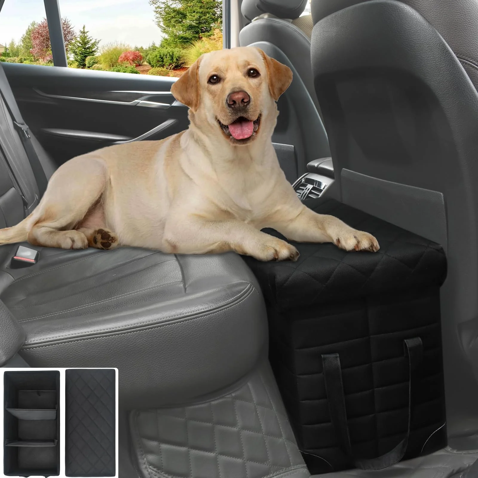 Reusable LIONROGE Car Back Seat Extender for Large Dogs up to 200lbs Front Rear Seat with Storage Refined