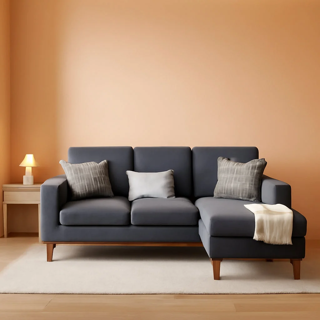 Carefully Designed L-Shaped Sectional Sofa Graphite Grey Storage Ottoman Classic